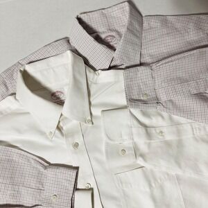 Lot of 2 Brooks Brothers 346 Shirts Men's 16 1/2 - 6/7 ‎ Checkered Pastel, White